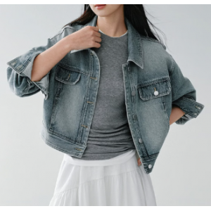 森马（Semir）牛仔外套女箱型利落短款翻领夹克26春秋外穿宽松显瘦质感多搭上装